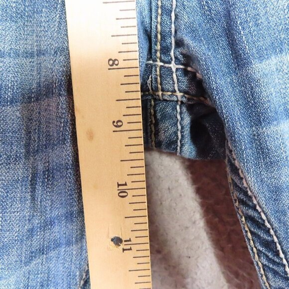 BKE‎ Carter Mens 28 R Light Blue Denim Jeans Mid Rise Ripped Cotton Button Zip - Picture 13 of 16